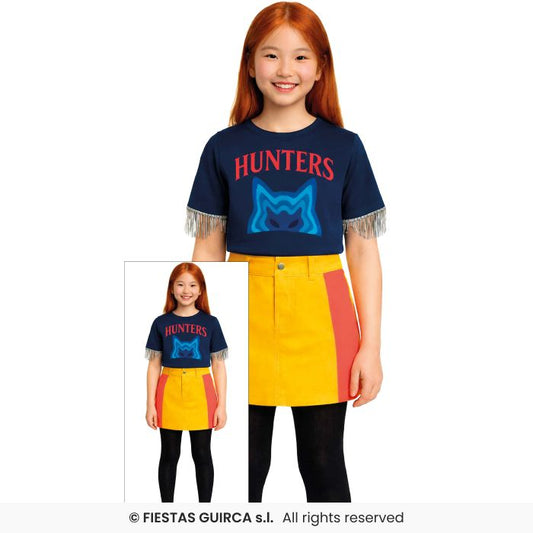 Pop Star Hunter Demon Girls Singer Costume Kids Fancy Dress Outfit Age 3-12