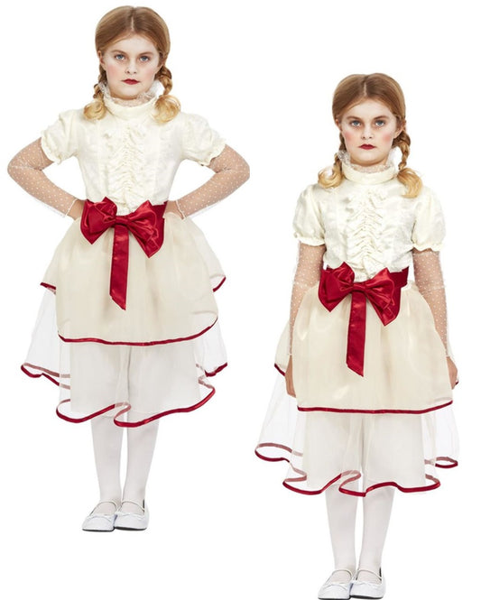 Porcelain Doll Costume China Doll Girl Spooky Exorcist Halloween Fancy Dress