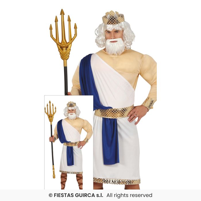 Poseidon Ceaser Costume Mens Toga Party Fancy Dress Outfit National Dress S-XXL