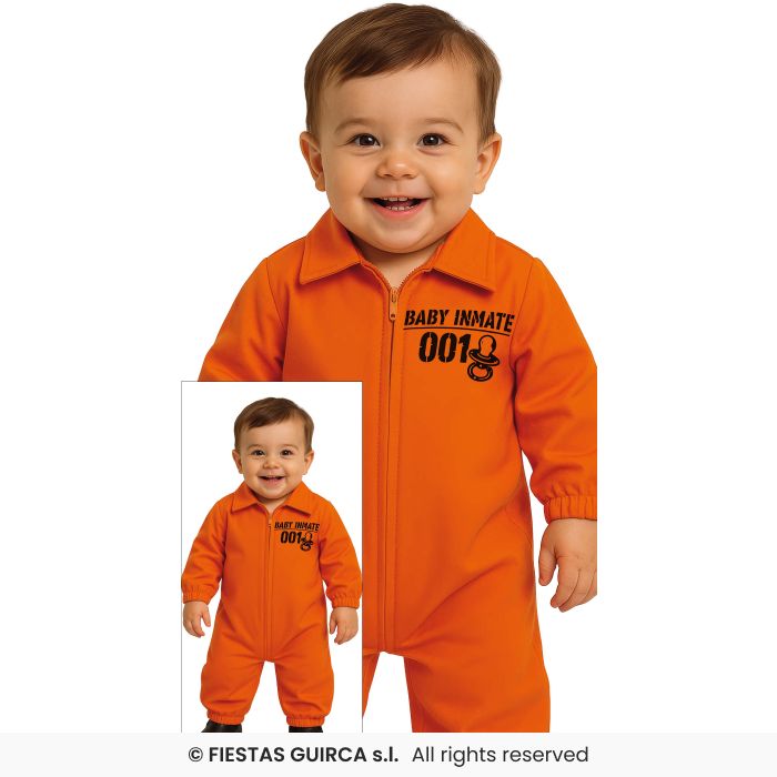 Little Prisoner Costume Orange Convict Outfit Toddlers Fancy Dress Age 1-3