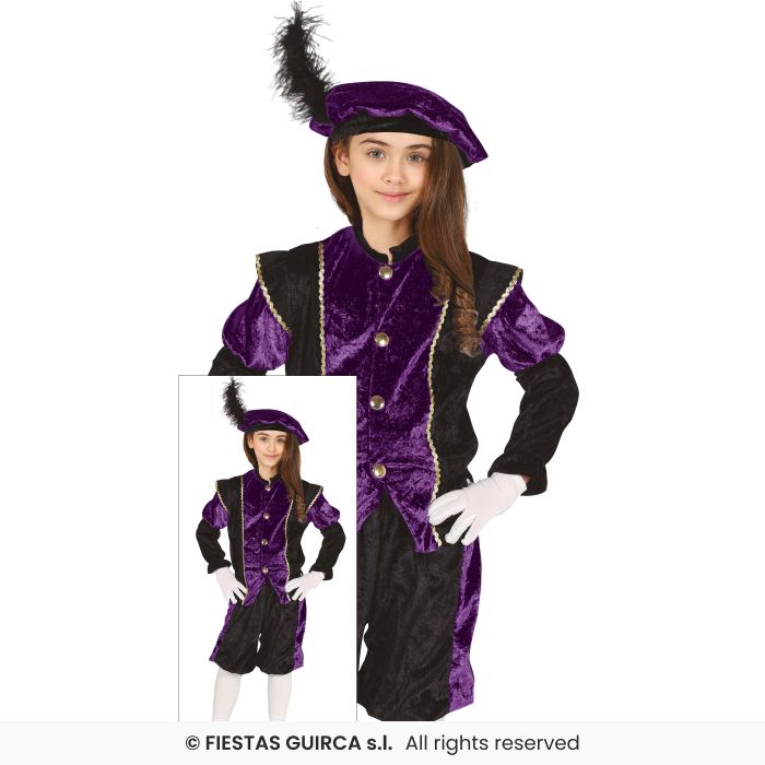 Girls Tudor Dress Purple Page Medieval Fancy Dress Costume Book Day Age 3-12