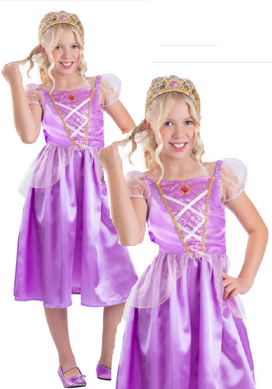 Purple Princess Costume Fairytale Girls Book Day Fancy Dress Outfit Age 4-12