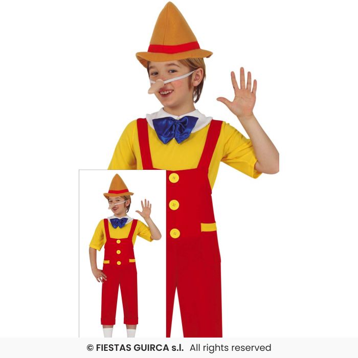 Wooden Puppet Boy Fairytale Fancy Dress Costume Kids Book Day Age 3-12