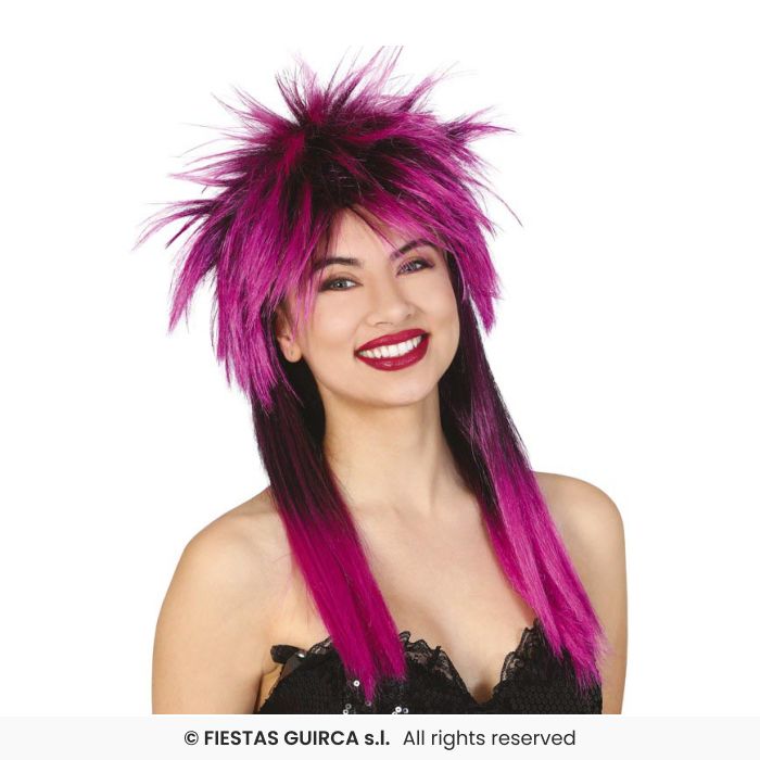 Rock Diva Wig Retro Disco Spiky Mullet Wig Ladies 70s 80s Fancy Dress Wig
