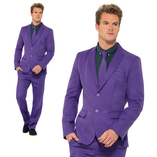 Mens Purple Stand Out Suit Adult Fancy Dress Summer Festival Costume New