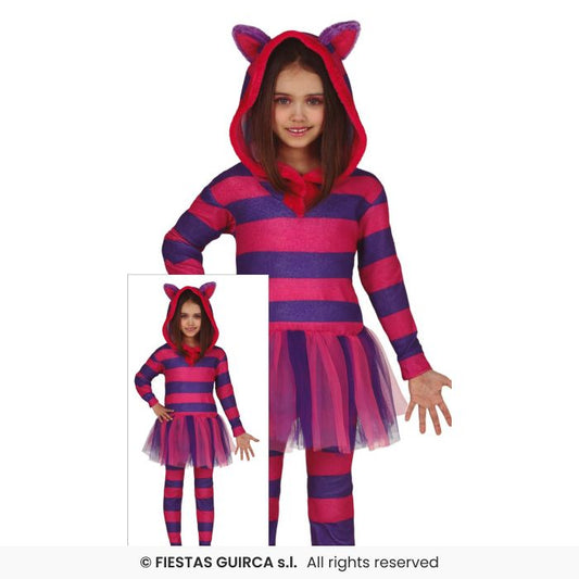 Purple Cat Girls Striped Cat Fancy Dress Costume Storybook Outfit Age 3-12