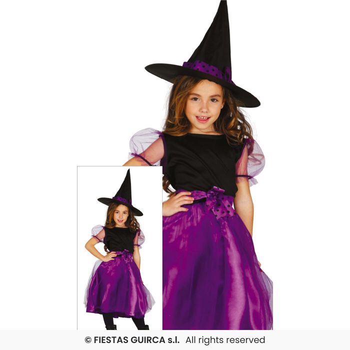 Girls Purple Witch Costume Kids Halloween Witches Fancy Dress Outfit Age 3-12