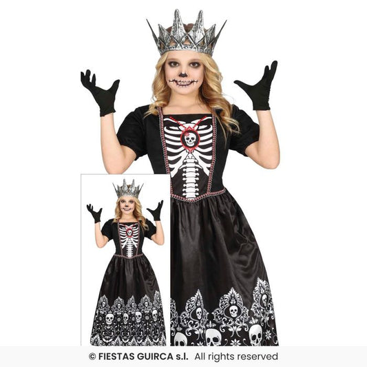 Queen Of The Night Girls Deluxe Skeleton Fancy Dress Costume Halloween Aged 3-12