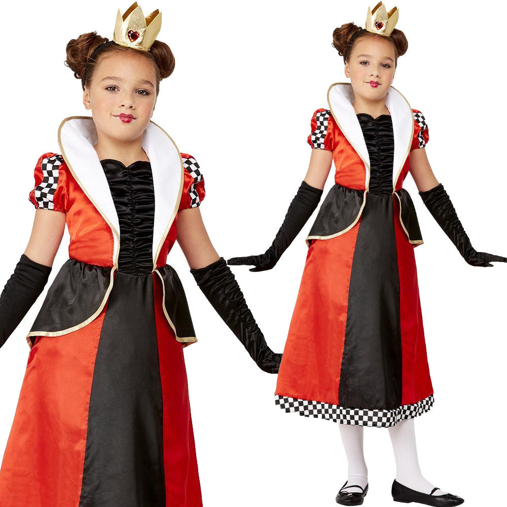 Girls Storybook Farytale Queen Of Hearts Alice In Wonderland Fancy Dress Outfit