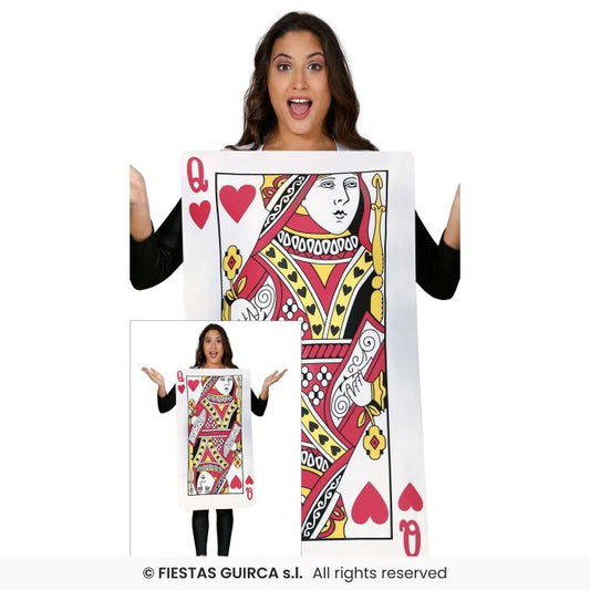 Queen Card Adults Novelty Playing Card Fancy Dress Costume Queen Of Hearts