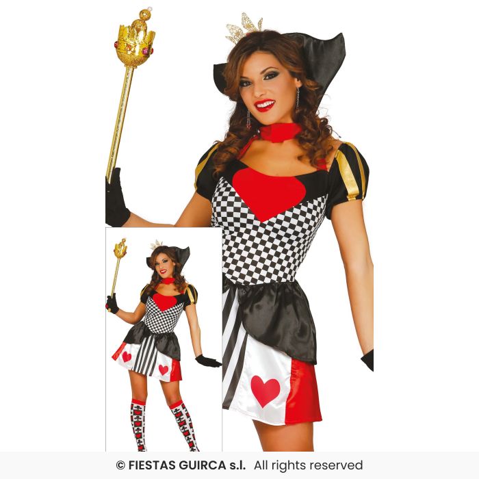 Queen Of Hearts Ladies Fairytale Fancy Dress Costume Adults Sexy Outfit UK 8-16