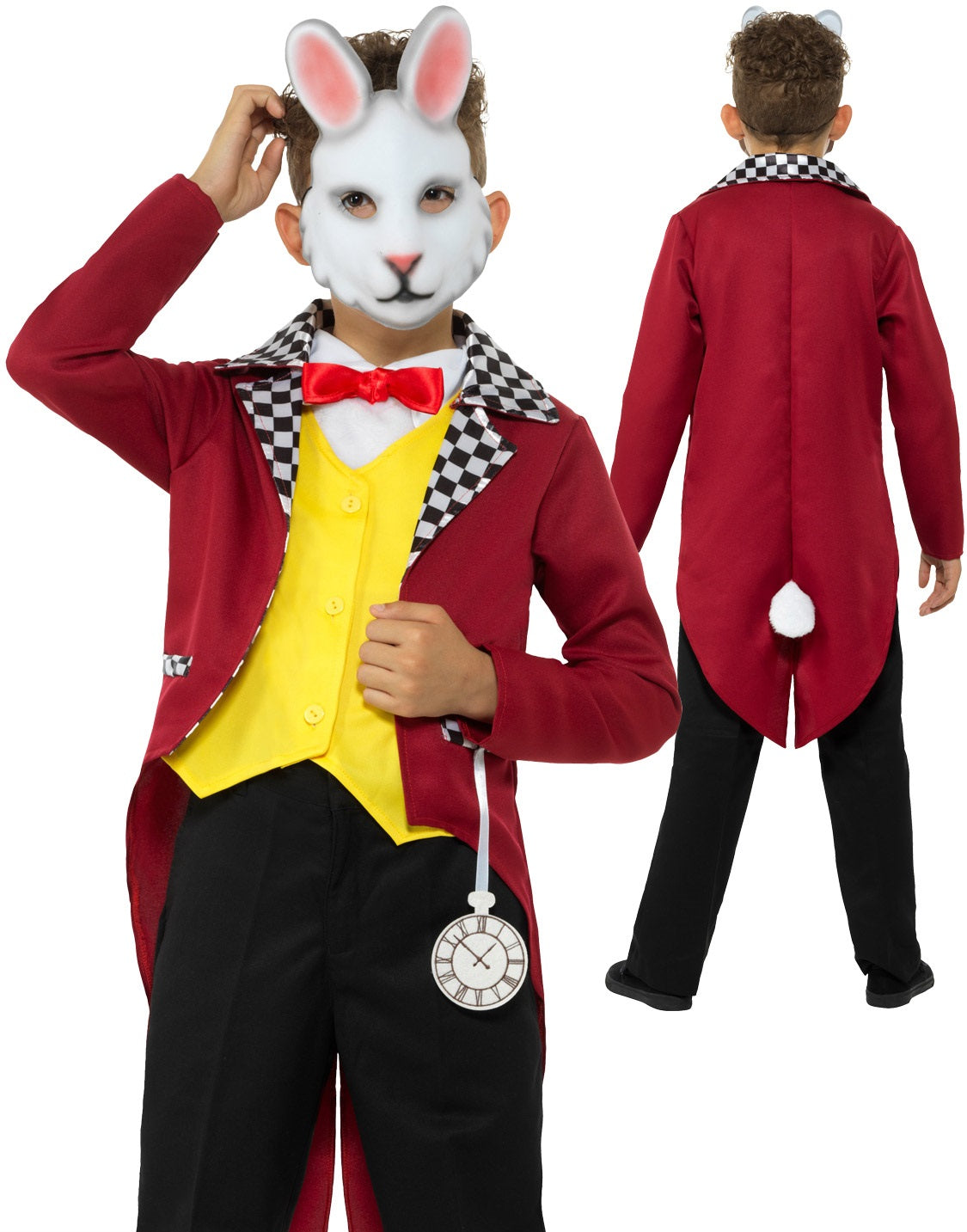 Boys White Rabbit Costume Kids Alice Fairytale Fancy Dress Book Day Wonderland