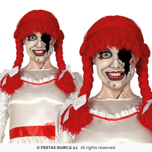 Red Wool Wig Ladies Rag Doll Bunches Spaghetti Wig Fancy Dress Accessory