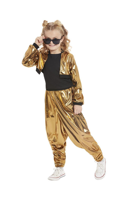 Girls 1980s Hammer Time Costume MC Hammer Celebrity Fancy Dress Child Outfit