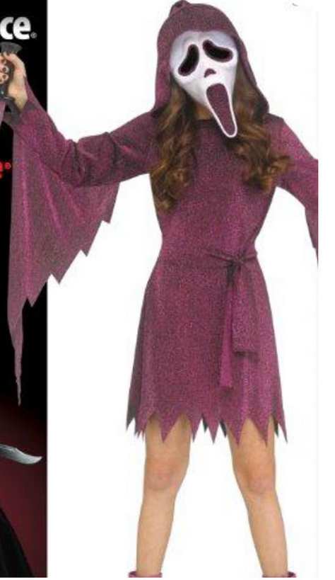 Ghost Face Scream Costume Fun World Official Girls Scream Fancy Dress + Mask