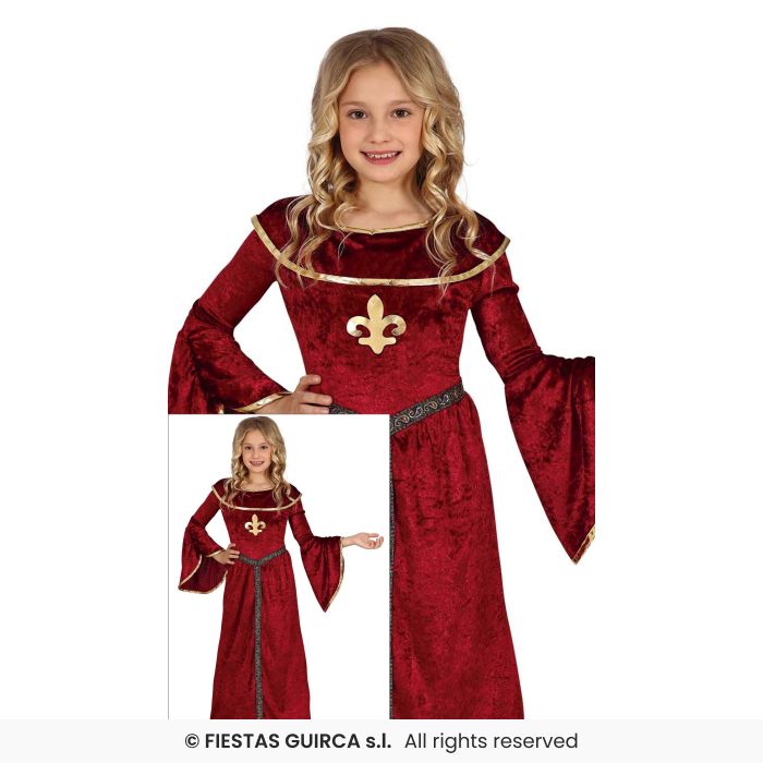 Red Medieveal Girls Fancy Dress Costume Kids Book Day Tudor Outfit Age 3-12