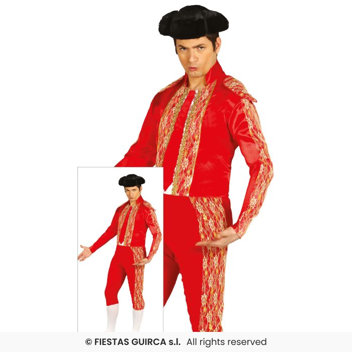 Red Spanish Bull Fighter National Dress Spain Mexican Fancy Dress Costume Mens