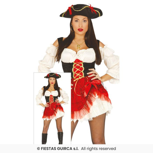 Red Pirate Woman Ladies Sexy Pirates Fancy Dress Outfit Adults UK 8-18