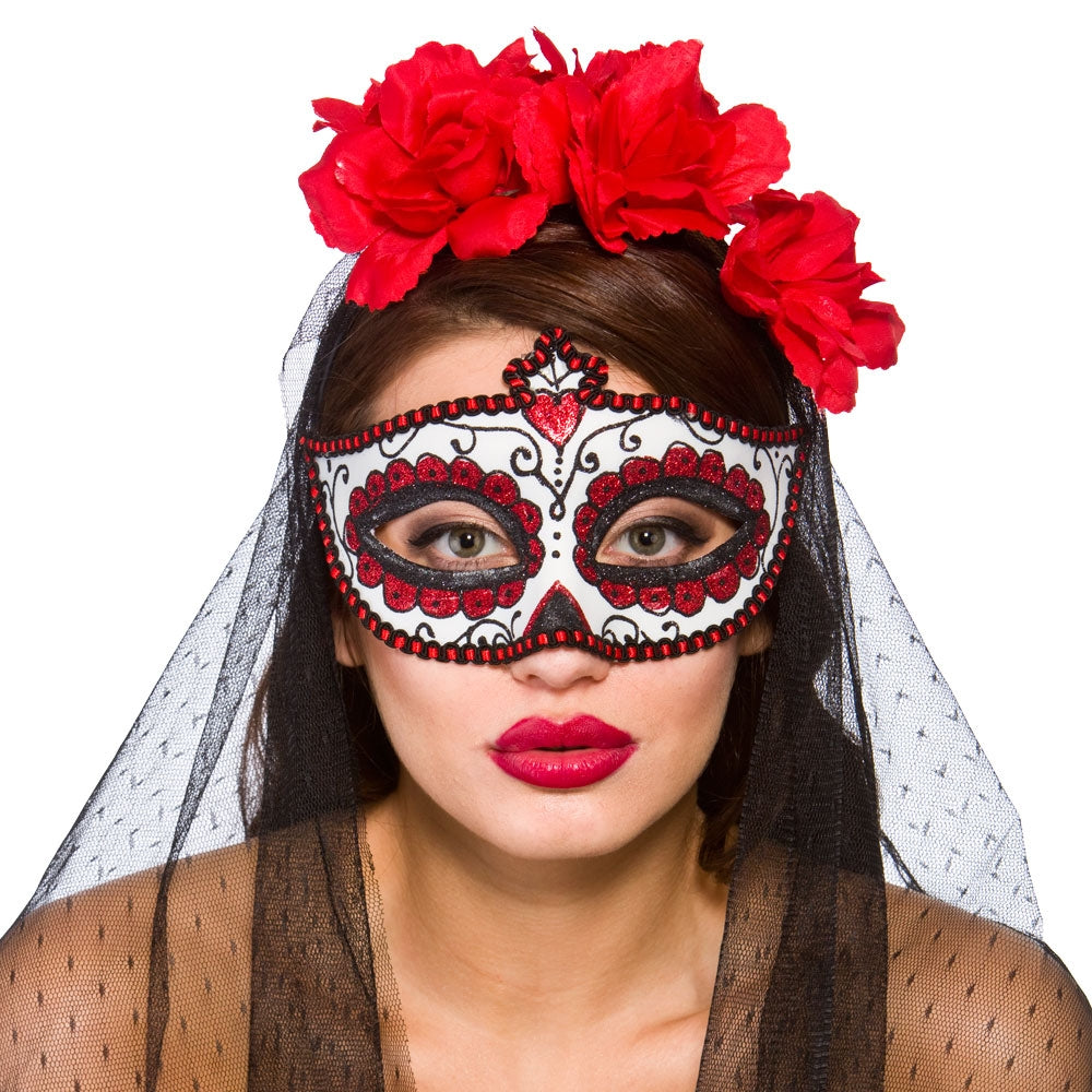 Day Of The Dead Accessorys Mask Veil Adults Halloween Fancy Dress Kit