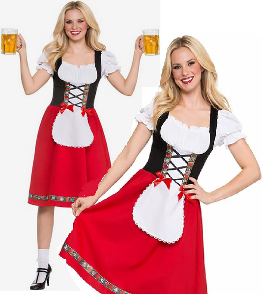 Traditional Bavarian Beer Girl Adults German Festival Fancy Dress Costume