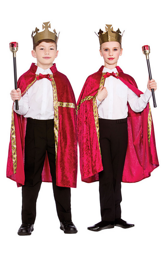 Deluxe King Or Queen Robe Boys Girls Fancy Dress Accessory Ages 5-10