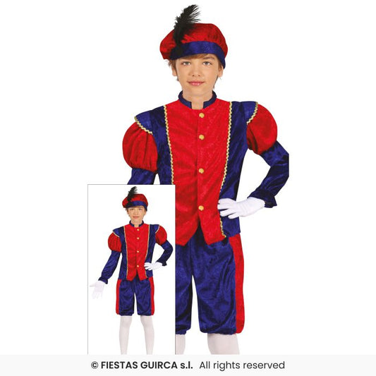 Boys Tudor Costume Red & Blue Page Medieval Fancy Dress Outfit Book Day Age 3-12