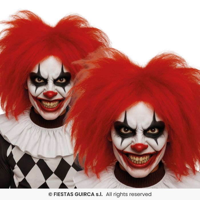 Red Clown Wig Adults Fancy Dress Mens Scary Clown Frizzy Wig Halloween