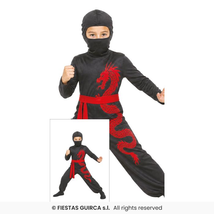 Red Dragon Ninja Boys Martial Arts Fancy Dress Costume Kids Outfit Age 5-12