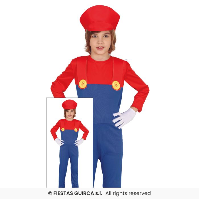 Plumber Red Train Driver Retro Gaming Fancy Dress Costume Kids Outfit Age 3-12