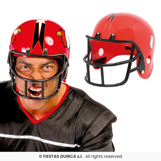 American Football Helmet Adults Fancy Dress Accessory Footballer Mens Red