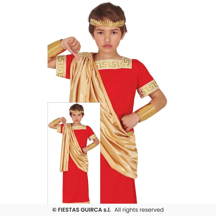 Red Roman Toga Costume Kids Greek Fancy Dress Outfit Book Age Age 5-12