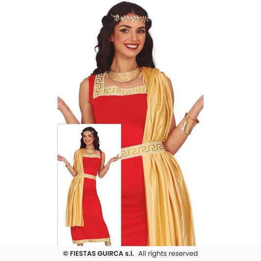 Red Greek Goddess Toga Party Ladies Fancy Dress Costume National Dress UK 8-18