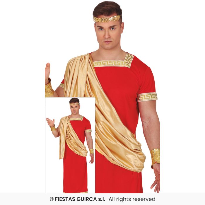 Red Roman Caesar Costume Mens Toga Party Fancy Dress Outfit National Dress M-XXL