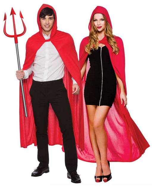 Long Hooded Cloak Red Vampire Halloween Fancy Dress Adults Mens Ladies Dracula