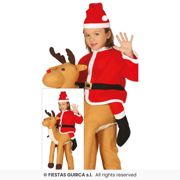 Ride On Reindeer Costume Kids Christmas Nativity Play Fancy Dress Outfit Age 7-9