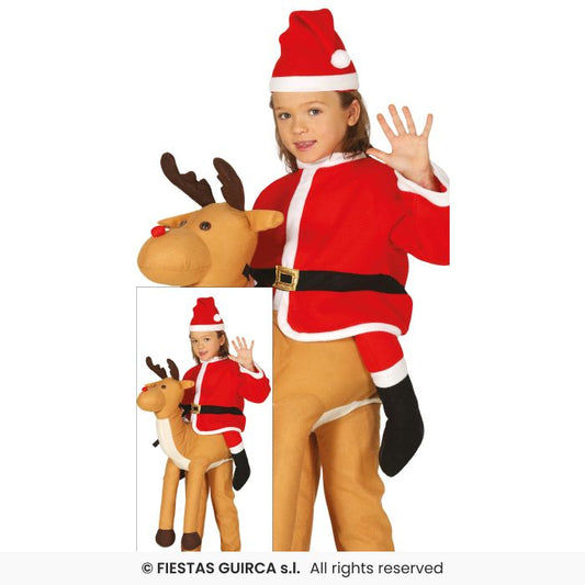 Ride On Reindeer Costume Kids Christmas Nativity Play Fancy Dress Outfit Age 7-9