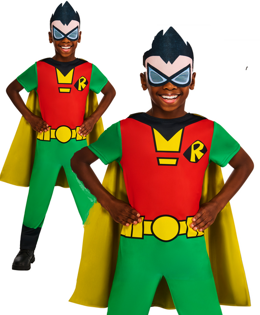 Teen Titans Go Robin Superhero Kids Book Day Fancy Dress Official Outfit Boys Girls