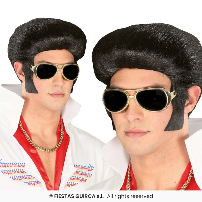 Rock King 50s Rock Star Wig Mens Black Quiff Wig Fancy Dress Accessory