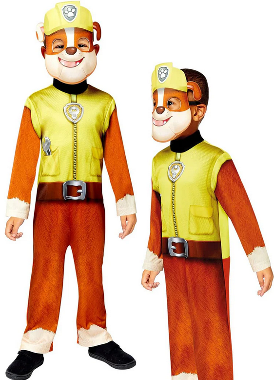 Paw Patrol Rubble Costume Toddlers Kids Official Fancy Dress Outfit Age 4-6
