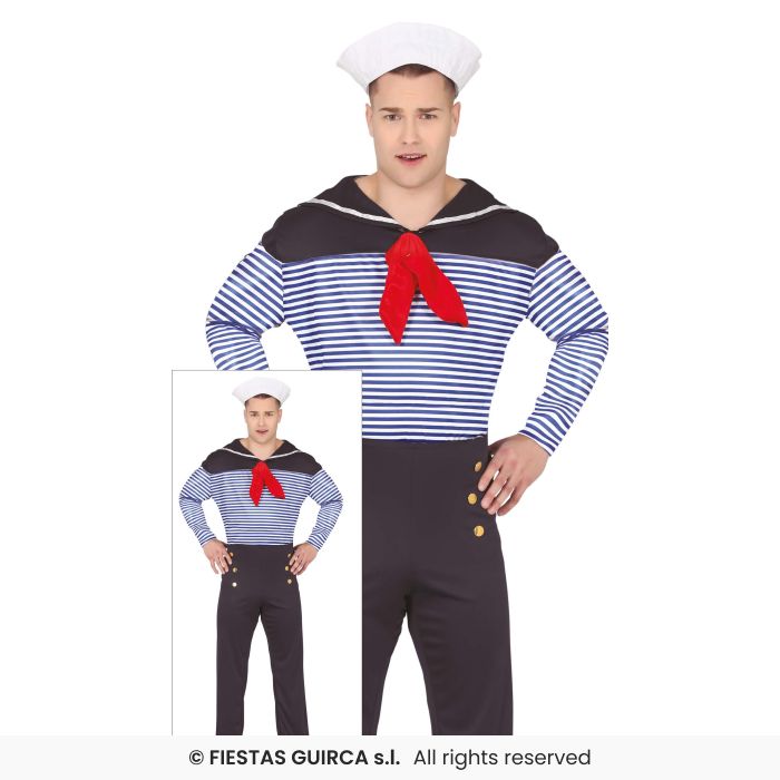 Mens Sailor Costume High Seas Occupations Seaman Adults Fancy dress Outfit S-XL