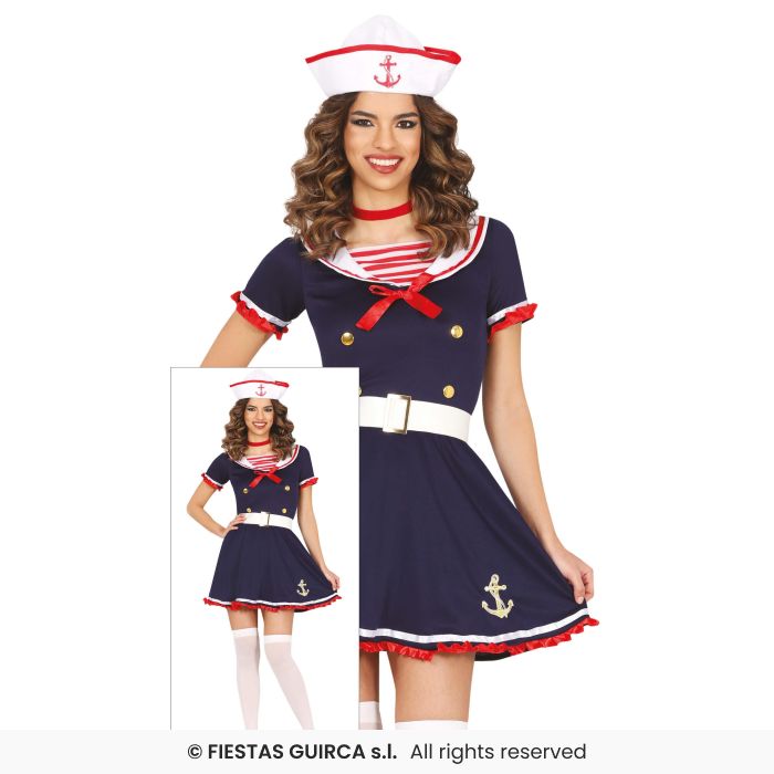 Ladies Sailor Costume Naughtical Naval Officer Sexy Adults Fancy Dress Outfit UK 8-18