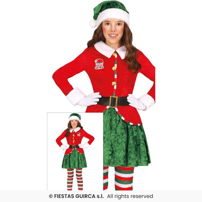 Santas Helper Kids Elf Fancy Dress Costume Christmas Nativity Play Girls Age 3-12