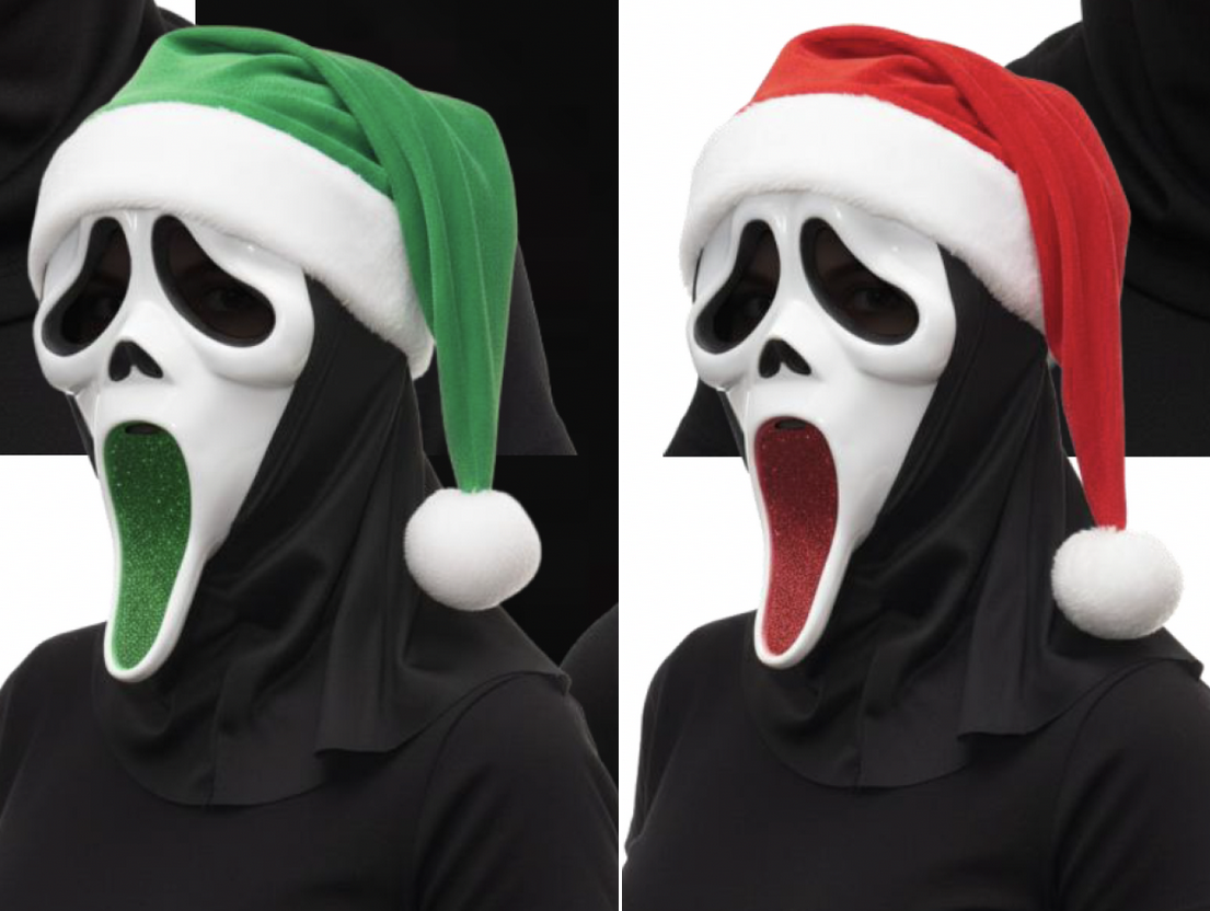 Ghost Face® Glitter Elf Mask Santa Scream Mask Adults Fancy Dress Official