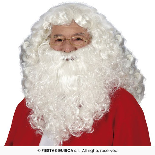 Santa Wig & Beard Set Mens Santa Claus Fancy Dress Accessory Deluxe Curly