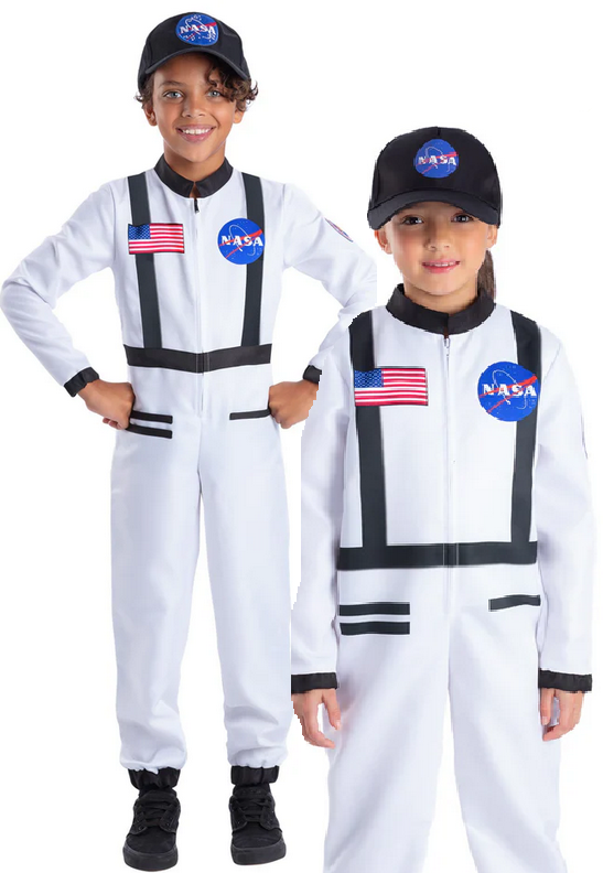 Kids Astronaut Costume Spaceman Girls Boys Fancy Dress Outfit Occupations Age 4-12
