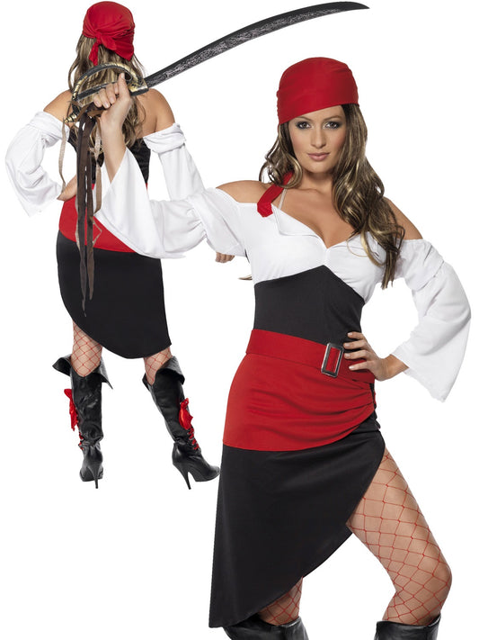 Ladies Sassy Pirate Wench Costume Adults Buccaneer Fancy Dress Womens 8-18