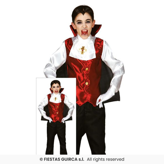 Satin Vampire Boys Dracula Fancy Dress Costume Halloween Outfit Age 3-12