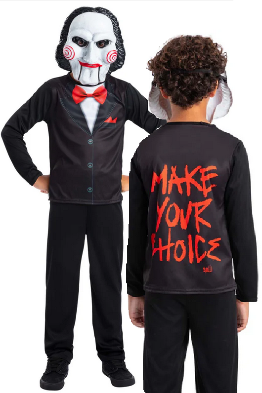 Saw Jigsaw Costume Kit Halloween Official Fancy Dress Outfit + Mask Age 4-12