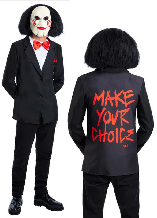 Saw Jigsaw Official Fancy Dress Costume Mens Halloween Outfit + Mask