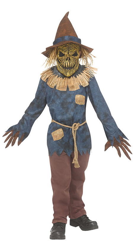 Scarecrow Costume Kids Halloween Fancy Dress Outfit + Mask Boys Girls